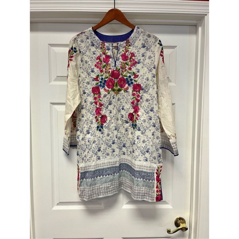 Ethnic by Outfitters Heavily Embroidered Floral Tunic Too Dress sz L EUC Boho